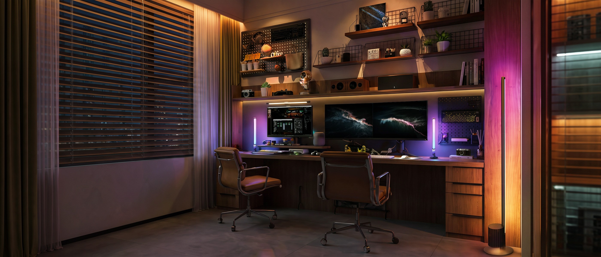 Creator desk setup with Nurmina lighting